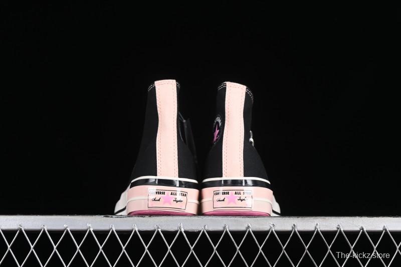 Converse Chuck 70s High Top Canvas Sneakers with Chain Accents in Black & Pink - A09539C