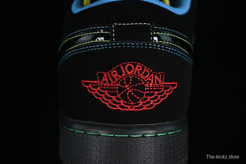 Nike Air Jordan 1 Low AJ1 Black Green Low Top Lifestyle Basketball Shoes - 338145-003