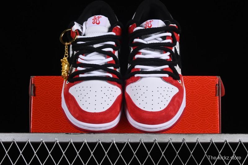 Nike SB Dunk Low Year of the Dragon Limited Edition - Black Swoosh Red Luck High-End Custom Low-Top Casual Sneakers - SJ2068-231