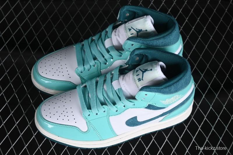 Nike Air Jordan 1 Mid "Bleached Turquoise" Casual Sneakers - DZ3745-300