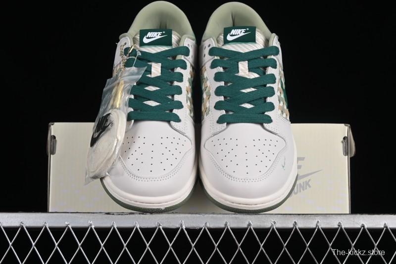Nike SB Dunk Low UN Collaboration - White Green Swoosh Anniversary Custom Low-Top Casual Skate Shoes - DQ1098-359