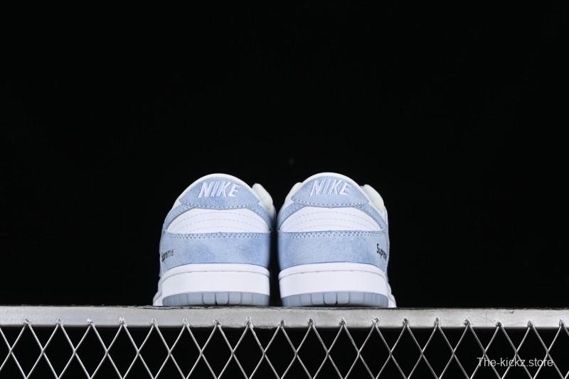 Nike SB Dunk Low Supreme Collaboration - Ice Crystal Blue Anniversary High-End Custom Low-Top Casual Skate Shoes - JH8039-939
