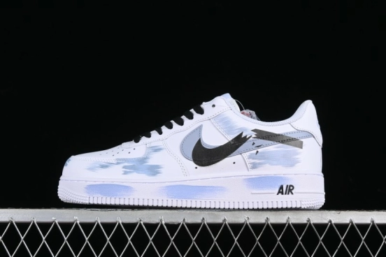 Nike Air Force 1 '07 Low Casual Sneakers with Two-Tone Shadow Swoosh and Custom Anime Art - CW2288-111