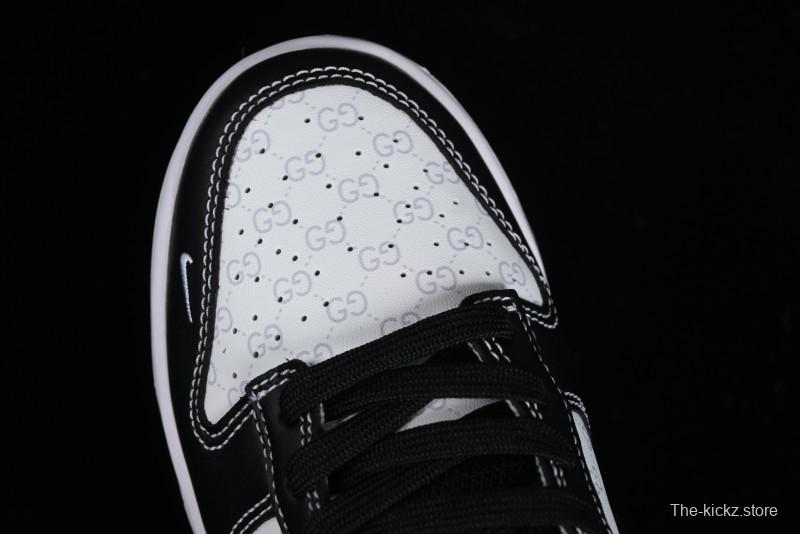 Nike SB Dunk Low Gucci Collaboration - Double G Embroidery Black Swoosh Anniversary Custom Low-Top Casual Skate Shoes - SF1588-136