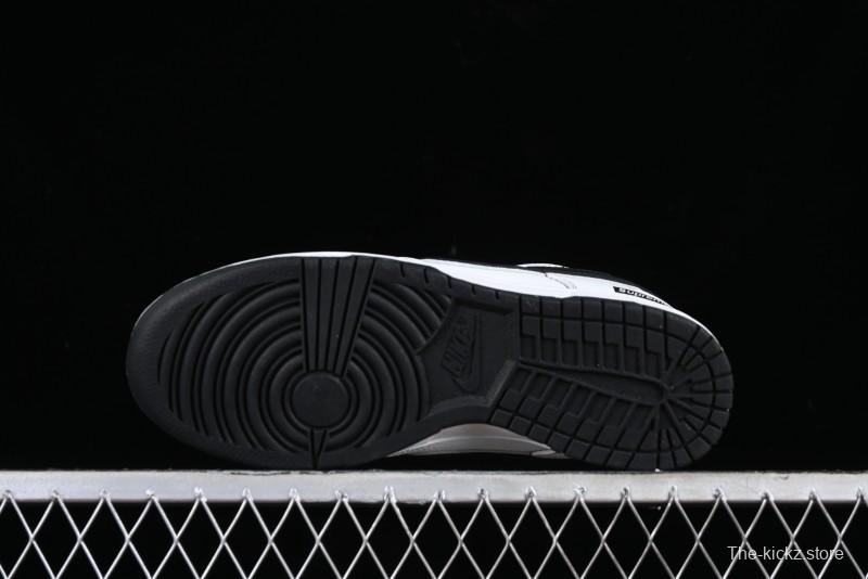 Nike Supreme x Nike SB Dunk Low Collaboration - Classic White Black Anniversary High-End Custom Low-Top Casual Skate Shoes - DY1503-100