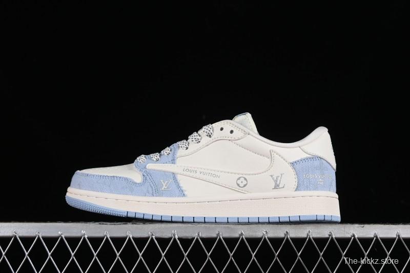Nike Travis Scott x Fragment Design x Jordan Air Jordan 1 Low OG SP AJ1 LV Peacock Blue Low-top Casual Sneakers - LJ5188-003