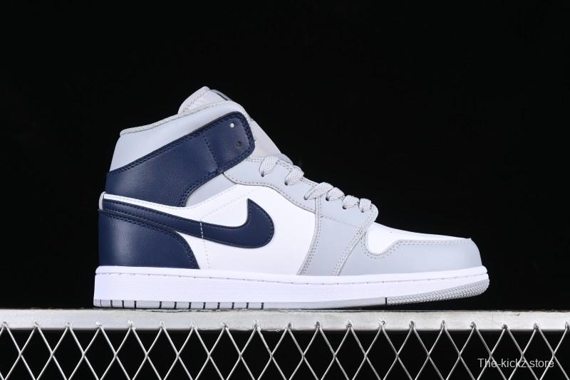 Nike Air Jordan 1 Mid AJ1 Basketball Shoes in Grey Blue - DQ8426-104