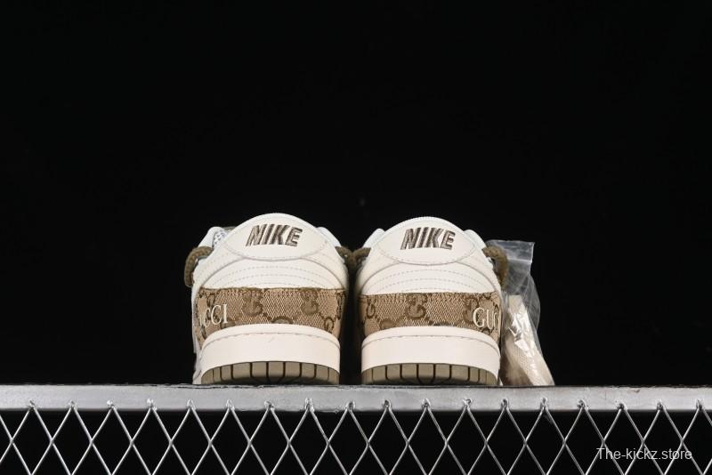 Nike SB Dunk Low Gucci Collaboration - Yellow Denim with Subtle Pattern and White Swoosh Anniversary High-End Custom Low-Top Casual Sneakers - SJ2068-273