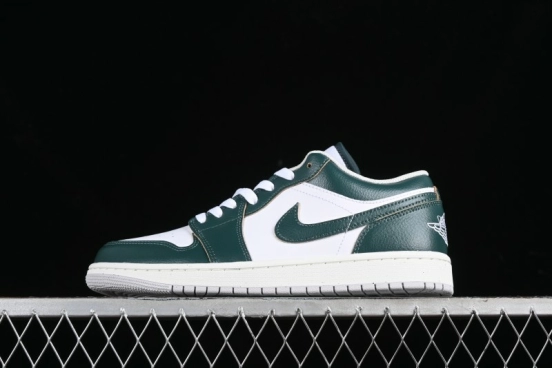 Nike Air Jordan 1 Low Retro Casual Sneakers in White Green - FQ7687-300