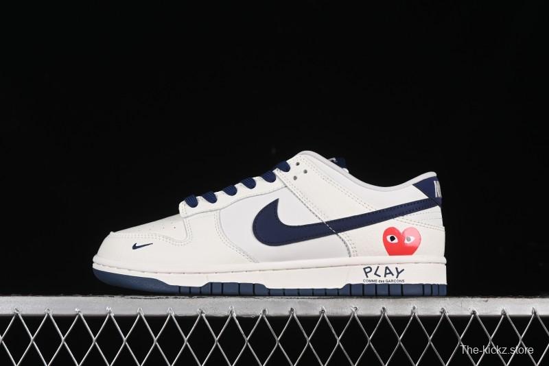 Nike SB Dunk Low Comme des Garcons Collaboration - Off-White Blue Swoosh Anniversary Custom Low-Top Casual Sneakers - KK1888-008