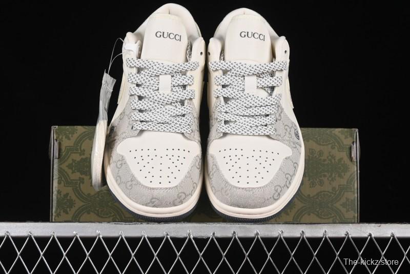 Nike Air Jordan 1 Low Gucci Collaboration - Smoke Grey Pattern High-End Custom Retro Basketball Shoes - DM5688-101