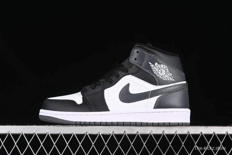 Nike Air Jordan 1 Mid AJ1 White Black Grey Mid-Top Casual Sneakers - DQ8426-001