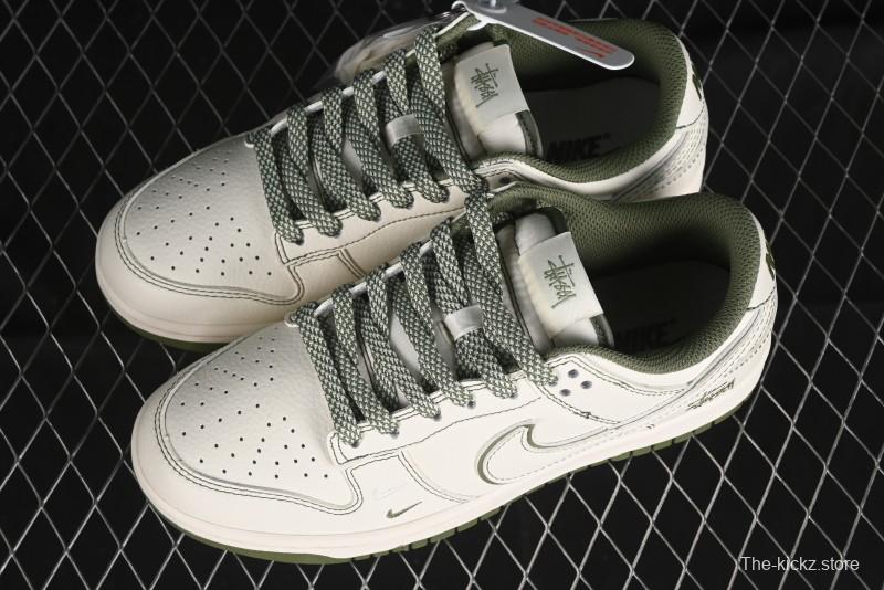 Nike SB Dunk Low Stussy Collaboration - Beige Green Anniversary High-End Custom Low-Top Casual Skate Shoes - BB1818-102