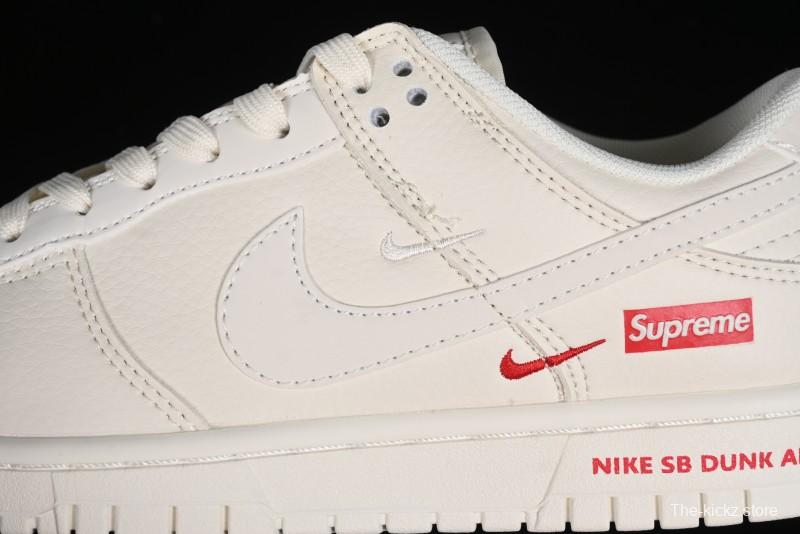 Nike SB Dunk Low Supreme Collaboration - Off-White Swoosh Anniversary High-End Custom Low-Top Casual Skate Shoes - SJ2068-267