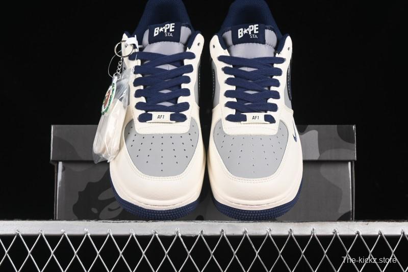 Nike Air Force 1 '07 Low Bape Collaboration - Deep Blue Grey Low-Top Casual Sneakers BB6566-206