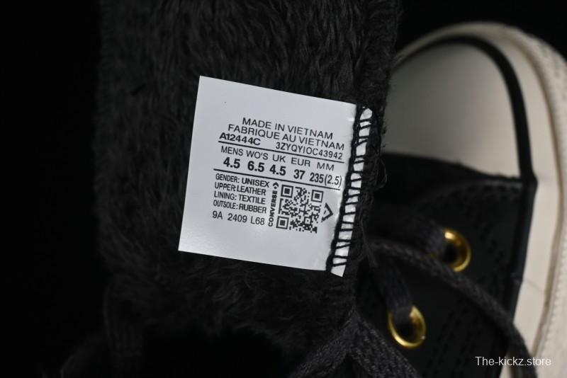 Converse Chuck 1970s Winter Waterproof Leather High-Top Sneakers with Gold Eyelets and Fleece Lining - A12444C