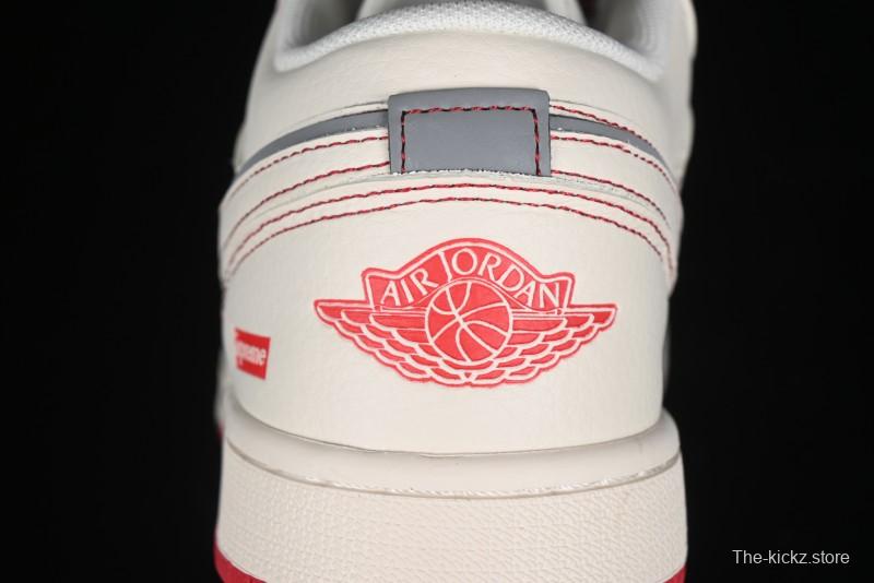 Nike Air Jordan 1 Low AJ1 Supreme Collaboration - Red Rabbit Retro Basketball Shoes - SJ9950-025