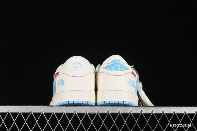 Nike Travis Scott x Fragment Design x Air Jordan 1 Low OG SP AJ1 Supreme North Face Collaboration - DIY1688-002