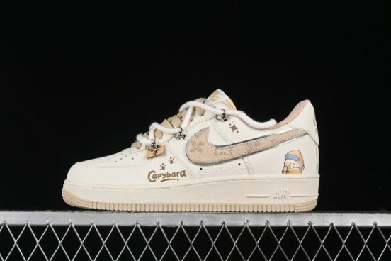 Nike Air Force 1 Low x Capybara "Pearl Girl" Casual Sneakers with Lace-Up Design - LV0506-505