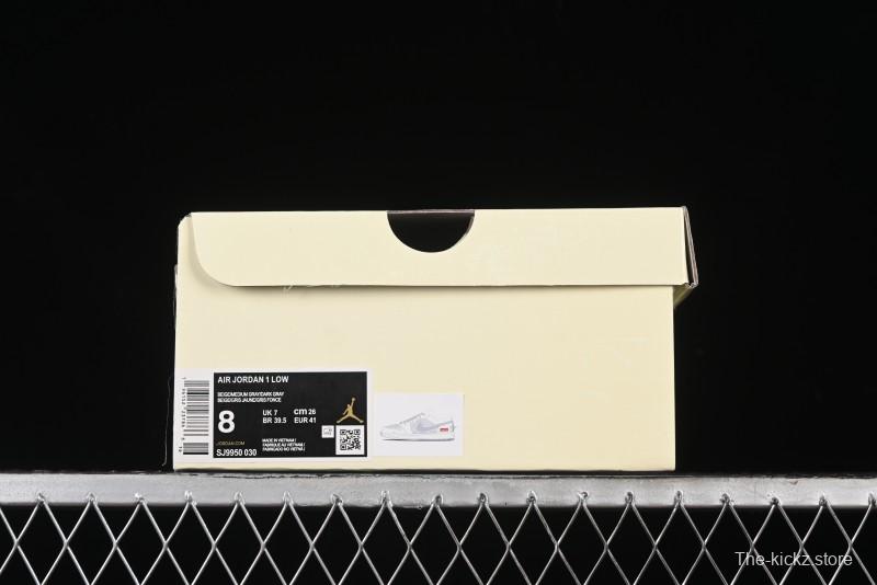 Nike Air Jordan 1 Low Supreme Collaboration - Dual-Tone Beige/Grey Retro Basketball Shoes - SJ9950-030