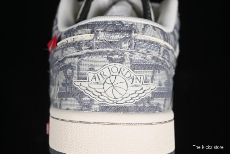 Nike Air Jordan 1 Low AJ1 Dior Collaboration - Grey Blue Red Label Retro Basketball Shoes - SJ9950-037