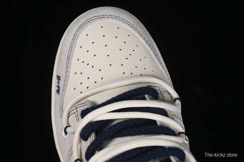 Nike SB Dunk Low BAPE Collaboration - Strap Blue Swoosh Anniversary Customized Low-Top Casual Sneakers SJ2068-298