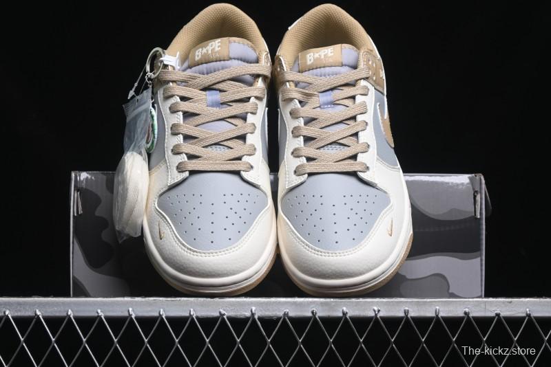 Nike SB Dunk Low BAPE Collaboration - Beige Grey Brown Anniversary Customized Low-Top Casual Sneakers - BB8969-006