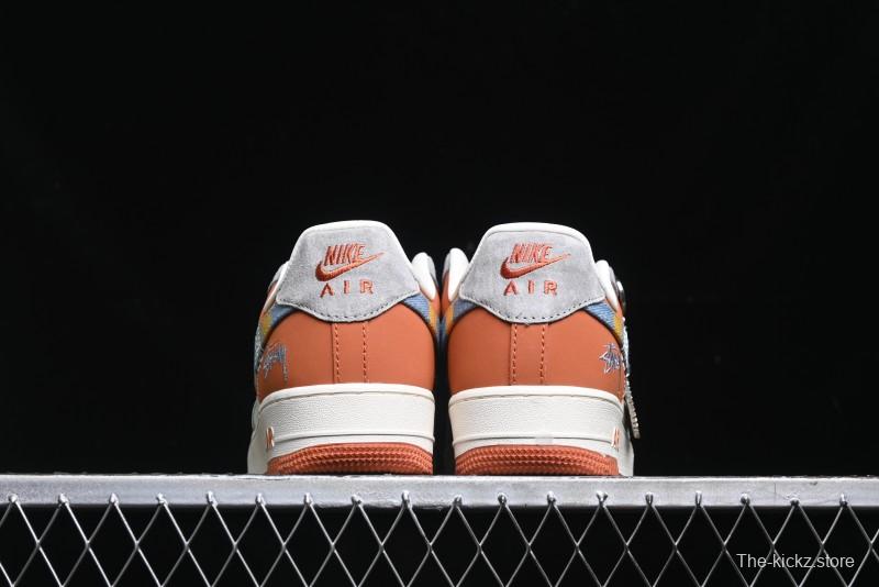 Nike Air Force 1 '07 Low Stussy Collaboration - Grey Brown Flyknit Low-Top Casual Sneakers - KK1988-025