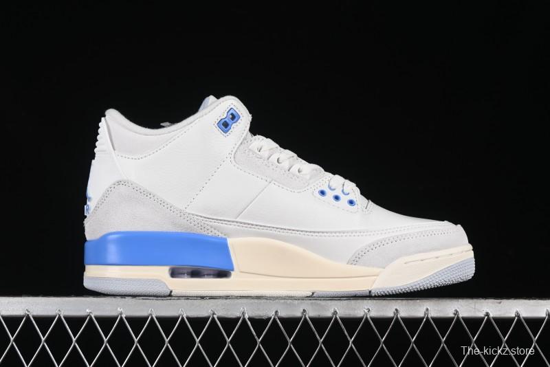 Nike Air Jordan 3 Retro "Lucky Shorts" Basketball Shoes with University Blue and White Colorway - CT8532-101