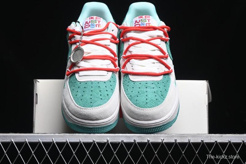 Nike Air Force 1 '07 Low Gucci Stone Island Collaboration - Grey Green Pigskin Lace-Up Casual Sneakers - DF0188-010