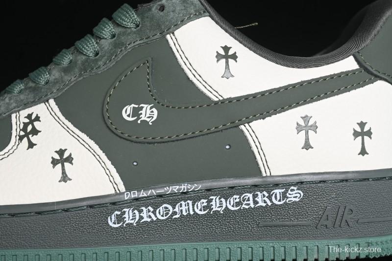 Nike Air Force 1 '07 Low Chrome Hearts Collaboration - Moss Green White Low-Top Casual Sneakers - KK1988-029