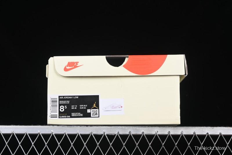 Nike Air Jordan 1 Low Stussy Collaboration - Retro Basketball Shoes in Light Grey - SJ9950-044