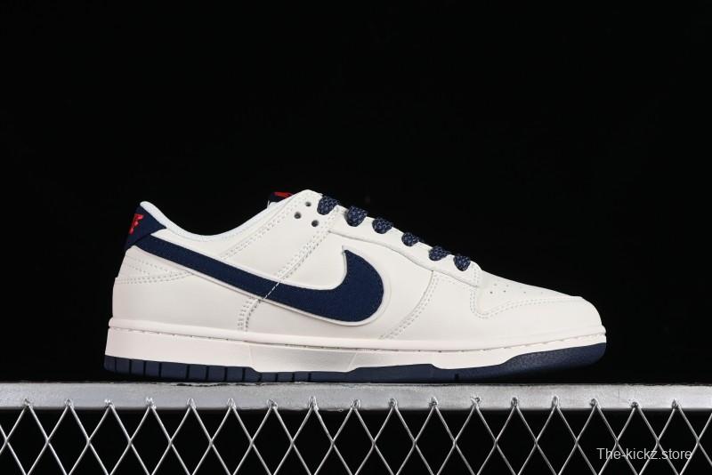 Nike Supreme x SB Dunk Low Balenciaga Collaboration - Off White Blue Canvas Anniversary High-End Custom Low-Top Casual Sneakers - XX2025-310