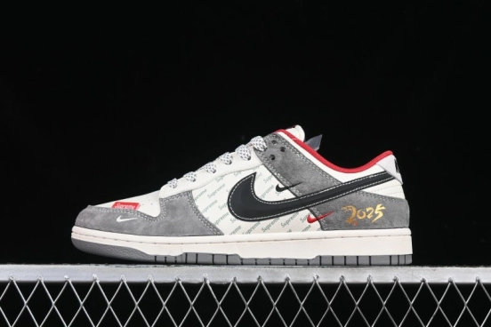 Nike SB Dunk Low Supreme Collaboration Bullet Screen Black Check Anniversary Customized Low-Top Casual Sneakers - FC1688-208