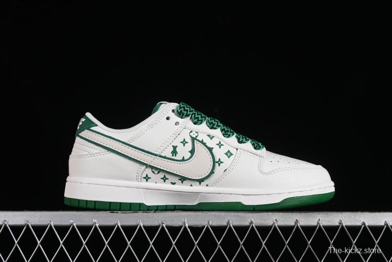 Nike SB Dunk Low LV Collaboration - Beige Green Violent Bear Anniversary High-End Custom Low-Top Casual Skate Shoes - SJ2068-241