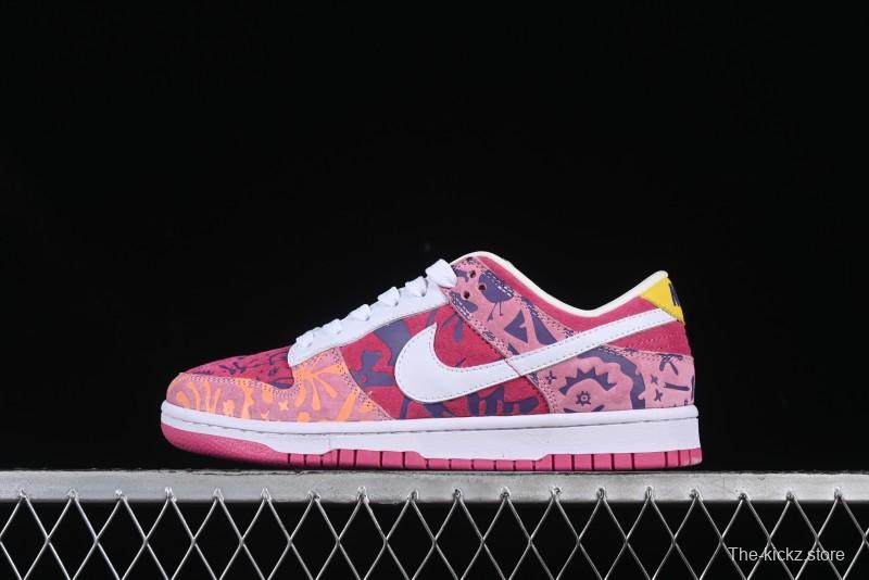 Nike SB Dunk Low Color Embossed Pink with White Swoosh Anniversary Custom Low-Top Casual Skate Shoes - XD6188-047