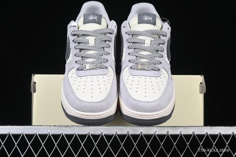 Nike Air Force 1 '07 Low Stussy Collaboration - Pig Grey Swoosh Low-Top Casual Sneakers - XZ3318-066
