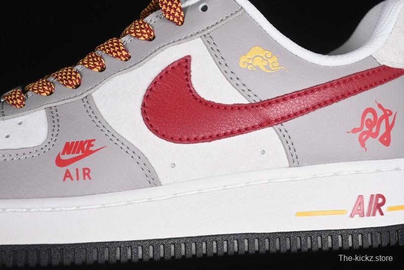 Nike Air Force 1 '07 Low Year of the Snake Limited Edition Beige Grey Red Swoosh Casual Sneakers - DM6688-029