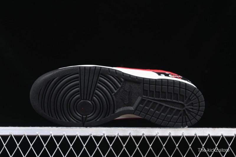 Nike SB Dunk Low Edison Chen Collaboration Graffiti Red Swoosh Anniversary Custom Low-Top Casual Skate Shoes - DJ2024-101