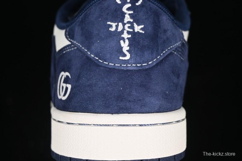 Nike Travis Scott x Fragment Design x Air Jordan 1 Low OG SP AJ1 Collaboration Sneakers - Prussian Blue - XS3086-006