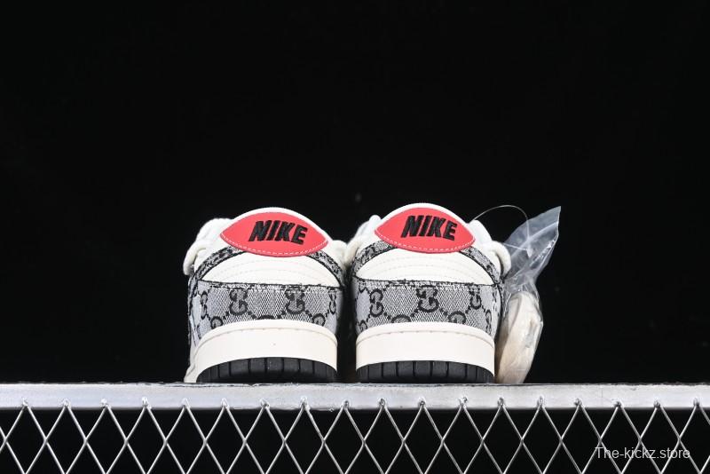 Nike SB Dunk Low Gucci Collaboration Grey Jacquard Swoosh Anniversary High-End Custom Low-Top Casual Skate Shoes - YX5066-215