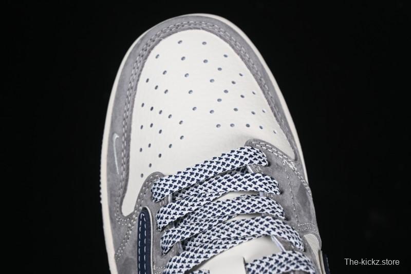 Nike Travis Scott x Fragment Design x Air Jordan 1 Low OG SP AJ1 Retro Sneakers with Reverse Swoosh - CF3688-066