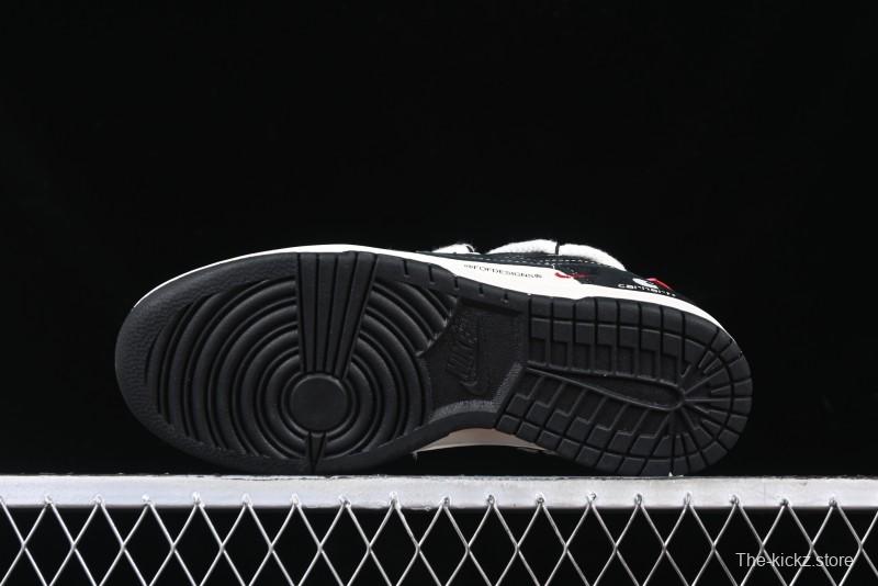 Nike SB Dunk Low Carhartt x Supreme Collaboration - Strap Black Hook Anniversary High-End Custom Low-Top Casual Skate Shoes - YX5066-237
