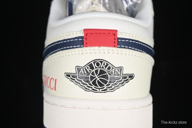 Nike Air Jordan 1 Low AJ1 Gucci Collaboration Beige Blue Swoosh Retro Basketball Shoes - FC1688-198
