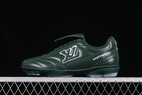 Louis Vuitton Footprint Soccer 2025 Spring Summer Collection Round Toe Lace-Up Low Top Lifestyle Casual Shoes - D.GREEN
