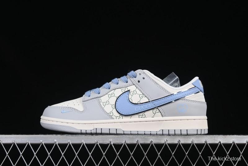 Nike Dunk Low x Gucci Collaboration – Premium Gray & Blue Edition