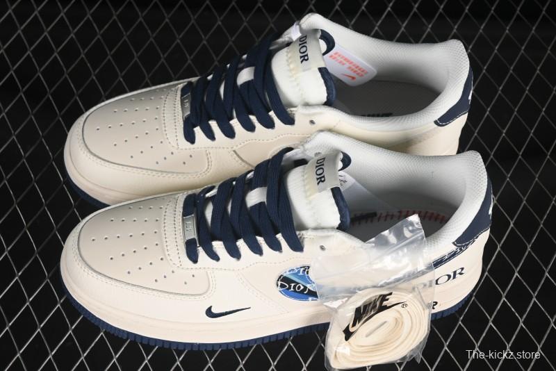 Nike Air Force 1 '07 Low Dior Collaboration Blue Iridescent Swoosh Casual Sneakers - XS1958-569