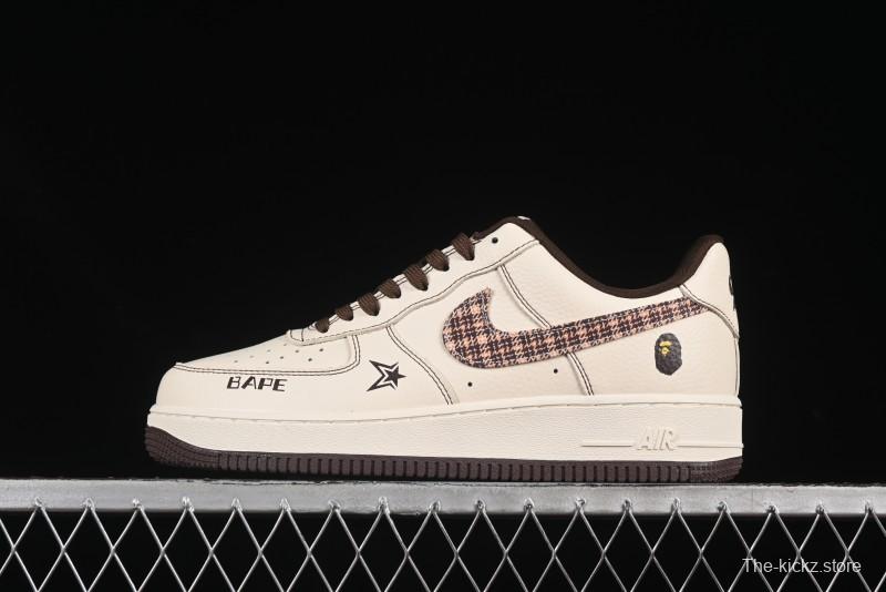 Nike Air Force 1 '07 Low Bape Collaboration Beige Camo Casual Sneakers - DF0188-052