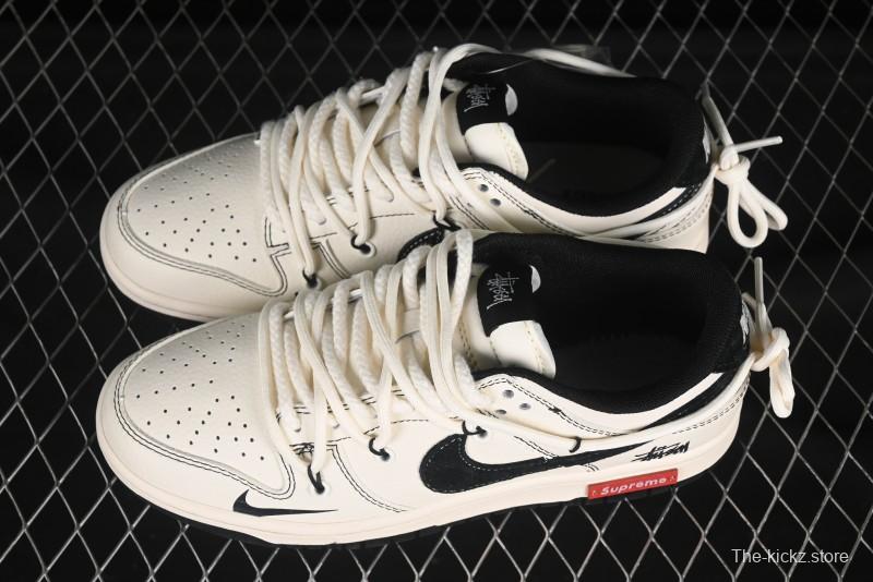 Nike SB Dunk Low Stussy x Supreme Anniversary Custom Low-Top Skate Shoes - YX5066-277