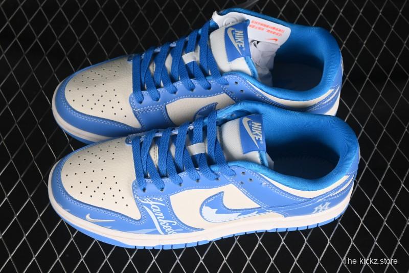 Nike SB Dunk Low MLB Blue White Blue Swoosh Anniversary Custom Low-Top Casual Skate Shoes - KK1333-036
